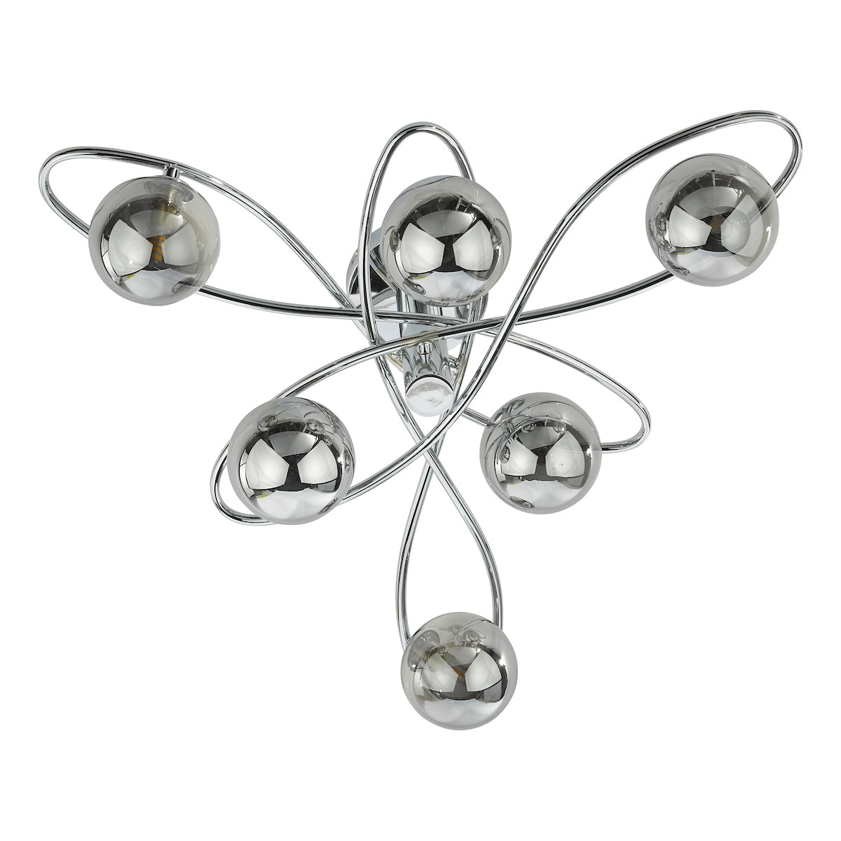 Dar Lysandra 6 Light Semi-Flush Polished Chrome and Smoked Glass – from Amos Lighting + Home