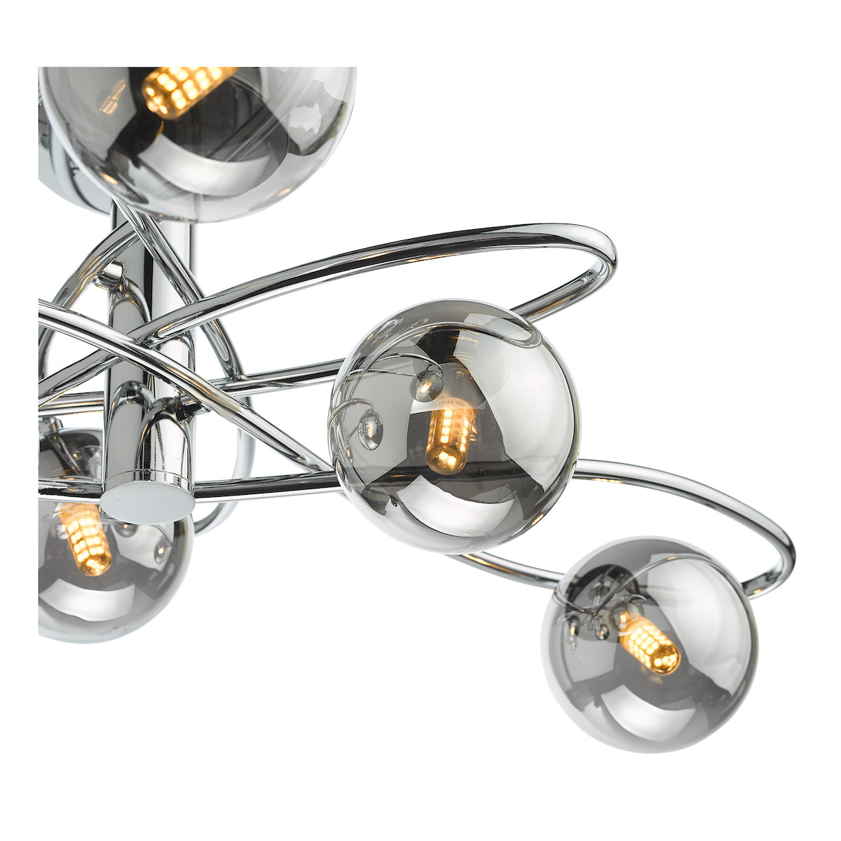 Dar Lysandra 6 Light Semi-Flush Polished Chrome and Smoked Glass – from Amos Lighting + Home