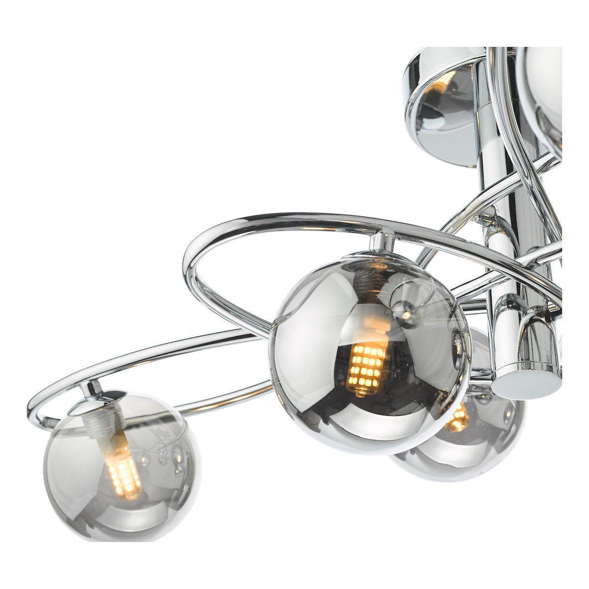Dar Lysandra 6 Light Semi-Flush Polished Chrome and Smoked Glass – from Amos Lighting + Home