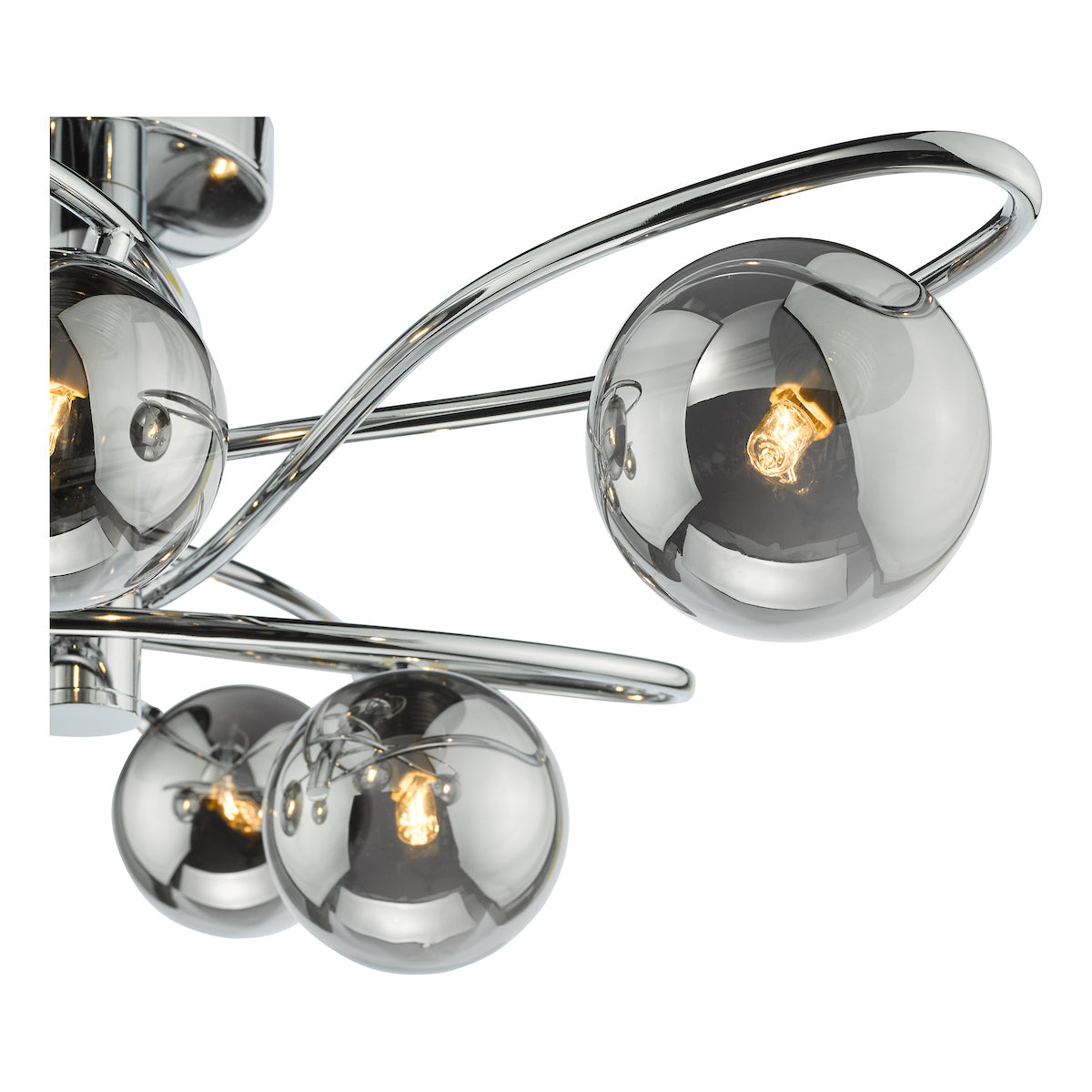 Dar Lysandra 6 Light Semi-Flush Polished Chrome and Smoked Glass – from Amos Lighting + Home