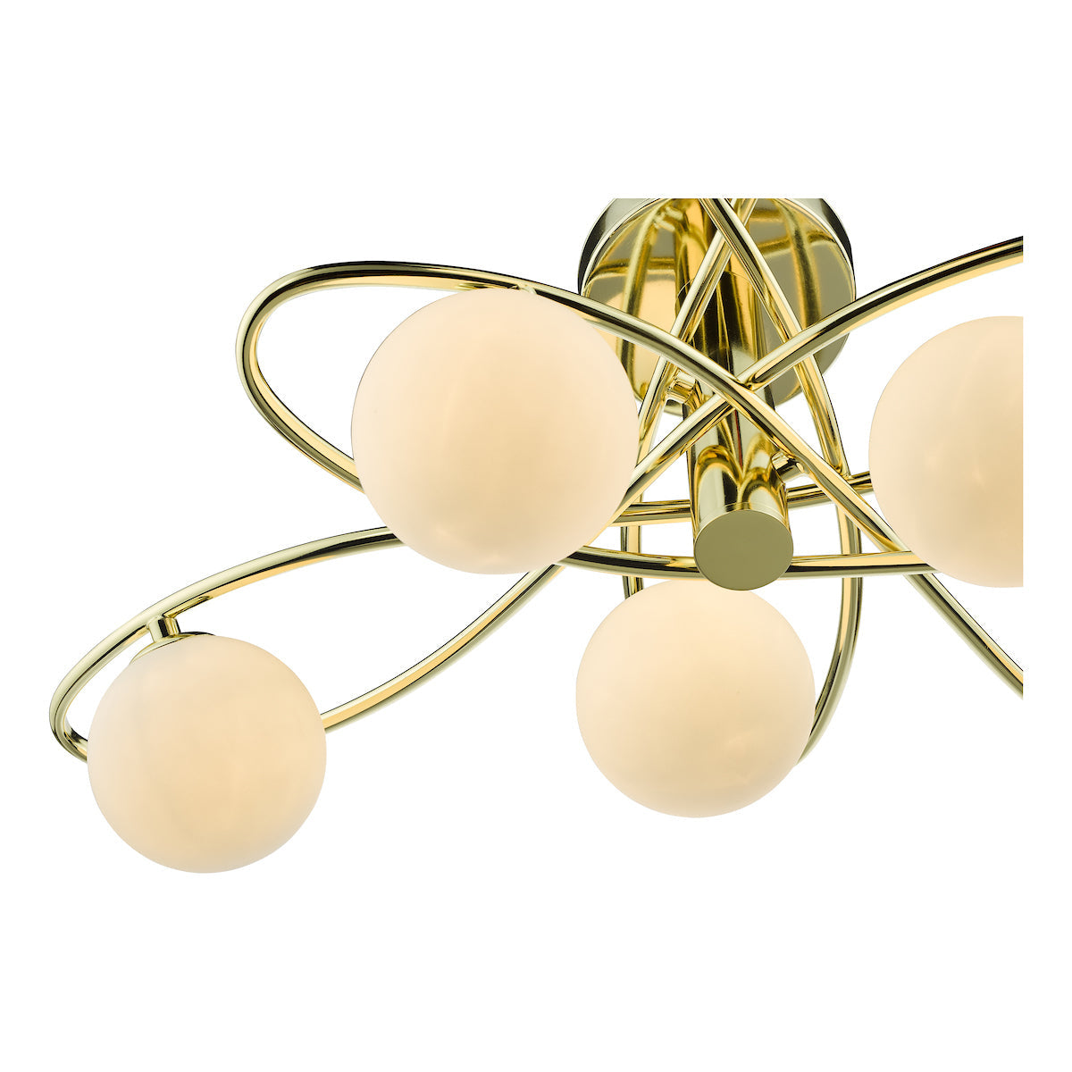 Dar Lysandra 6 Light Semi-Flush Polished Gold and Opal Glass – from Amos Lighting + Home