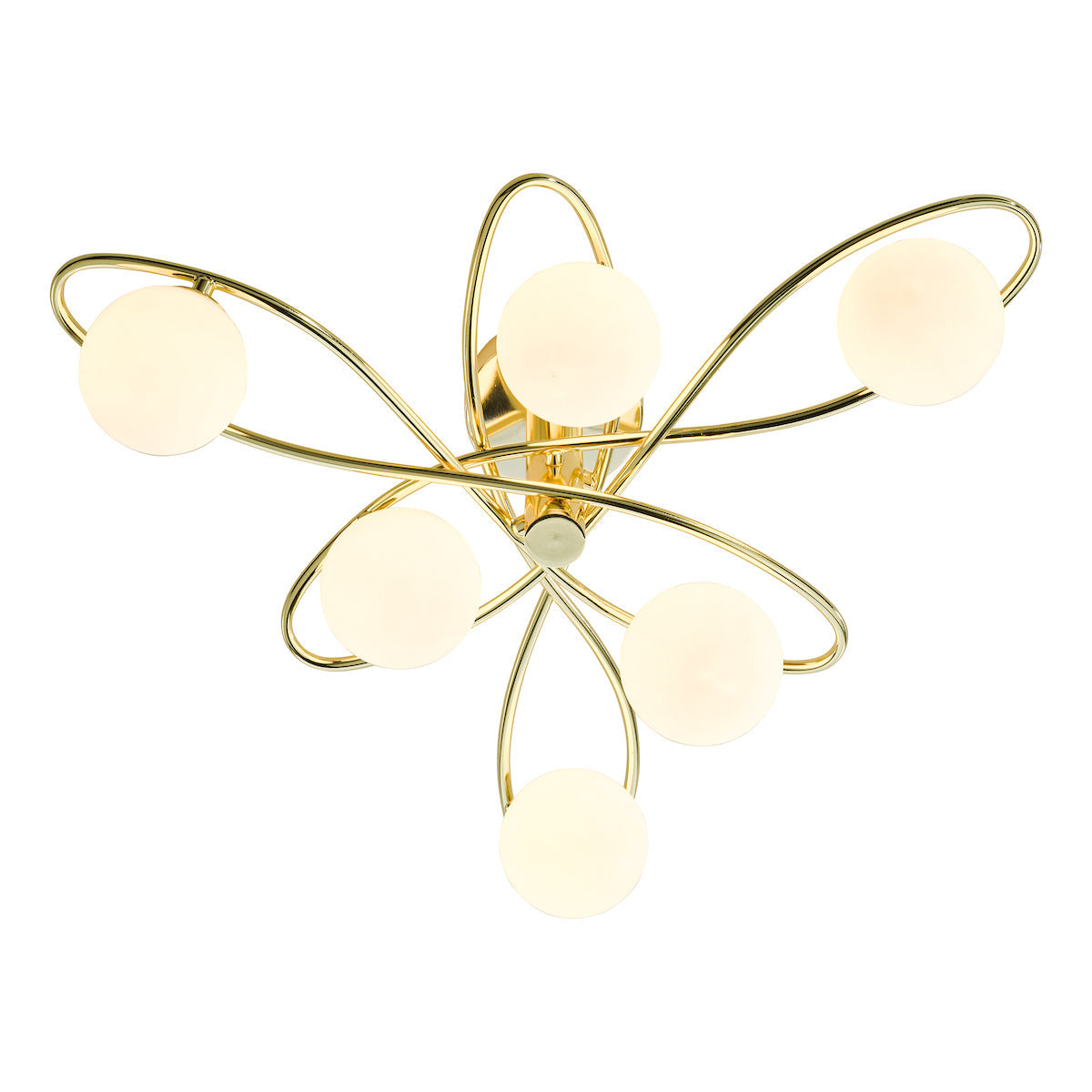 Dar Lysandra 6 Light Semi-Flush Polished Gold and Opal Glass – from Amos Lighting + Home