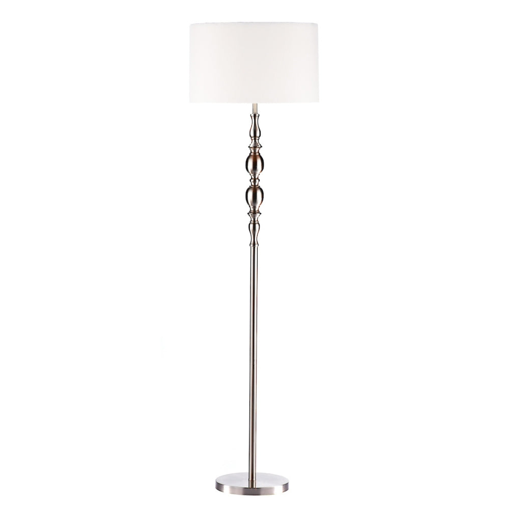Dar Madrid Floor Lamp Satin Chrome With Shade – from Amos Lighting + Home