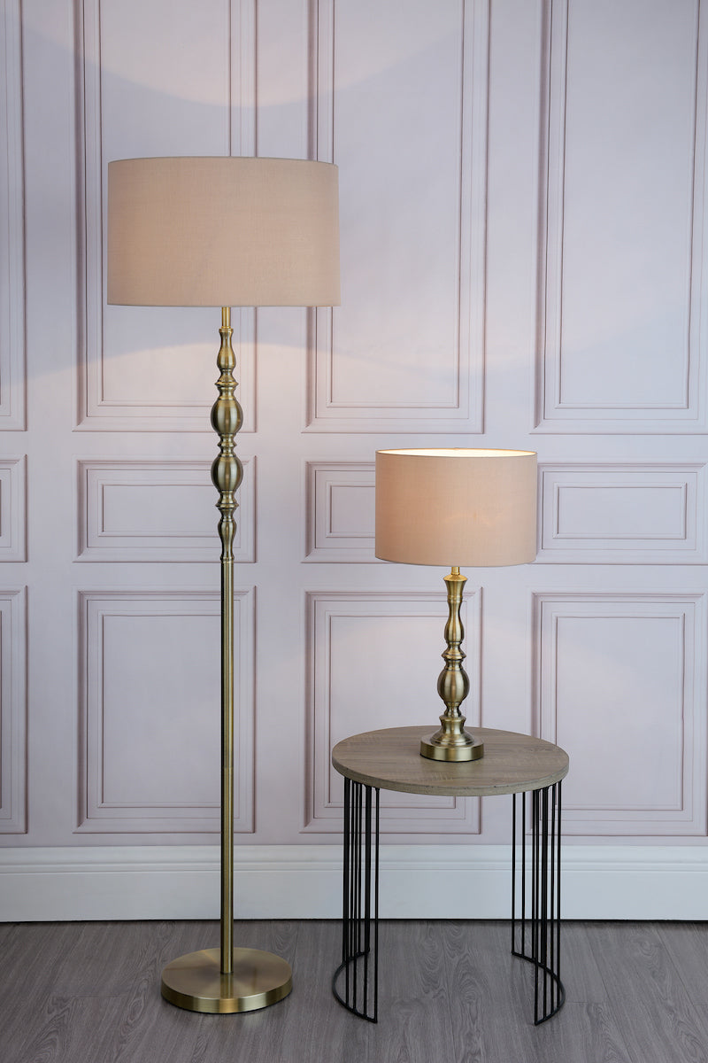 Dar Madrid Table Lamp Antique Brass With Shade – from Amos Lighting + Home