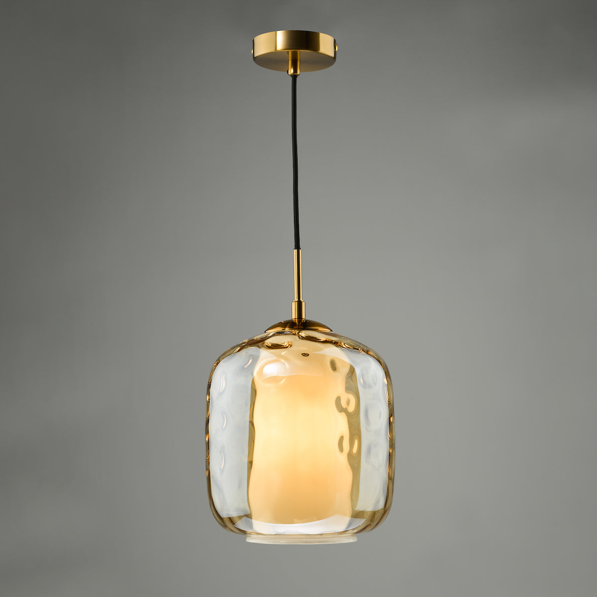 Dar Majella Pendant Aged Brass and Champagne Glass – from Amos Lighting + Home