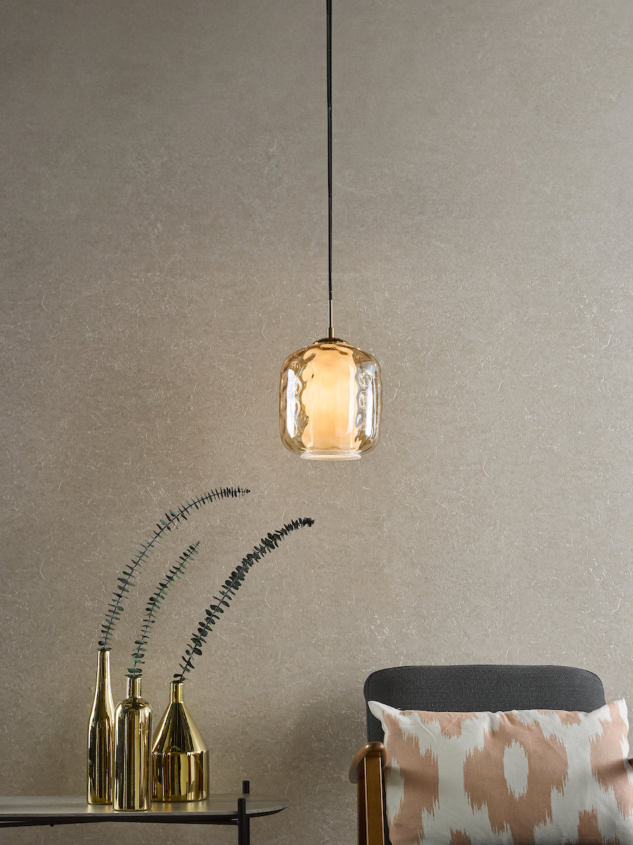 Dar Majella Pendant Aged Brass and Champagne Glass – from Amos Lighting + Home