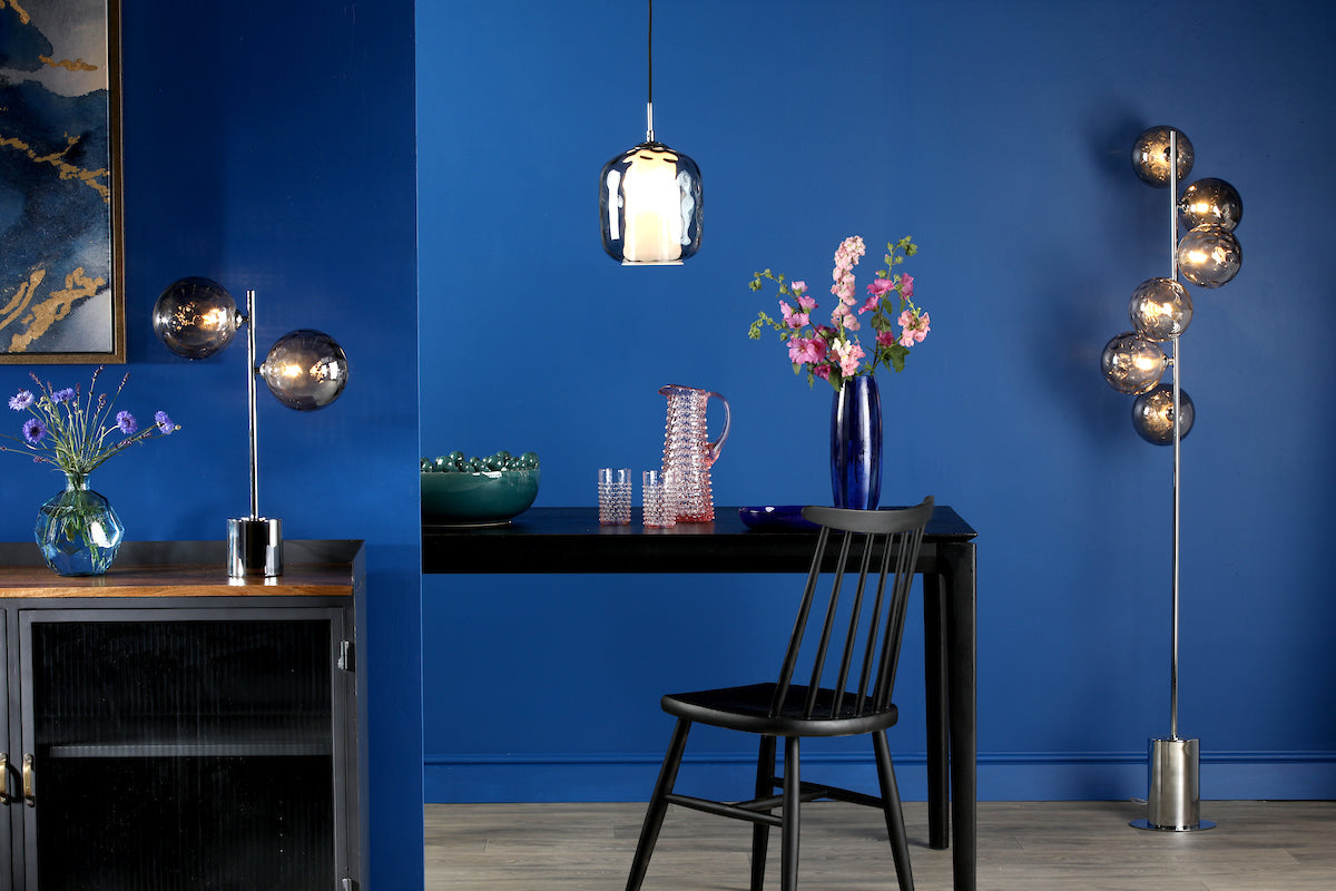 Dar Majella Pendant Polished Chrome and Smoked Glass – from Amos Lighting + Home