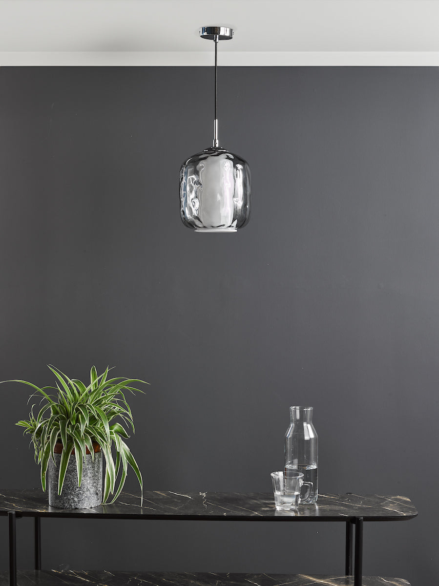 Dar Majella Pendant Polished Chrome and Smoked Glass – from Amos Lighting + Home