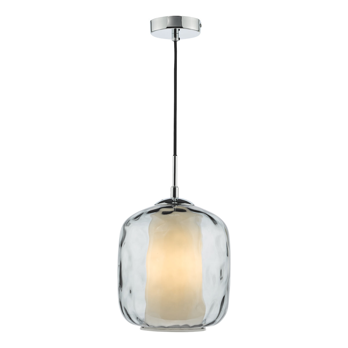 Dar Majella Pendant Polished Chrome and Smoked Glass – from Amos Lighting + Home