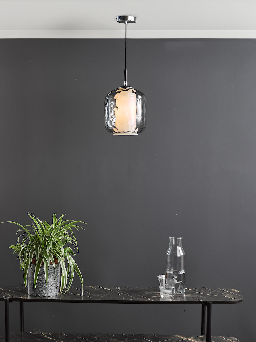 Dar Majella Pendant Polished Chrome and Smoked Glass – from Amos Lighting + Home