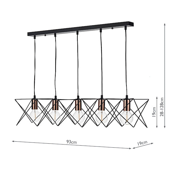 Dar Midi 5 Light Bar Black and Copper – from Amos Lighting + Home