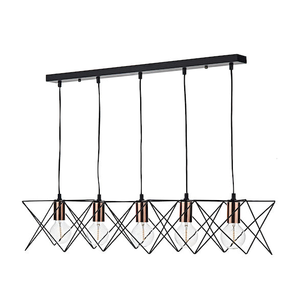 Dar Midi 5 Light Bar Black and Copper – from Amos Lighting + Home