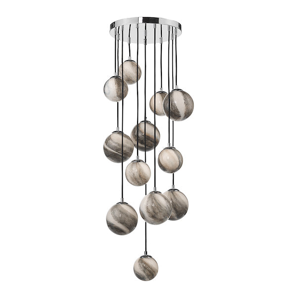 Dar Mikara 12 Light Cluster Pendant Planet Glass 1.5m – from Amos Lighting + Home
