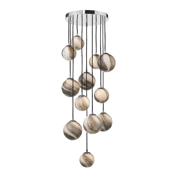 Dar Mikara 12 Light Cluster Pendant Planet Glass 1.5m – from Amos Lighting + Home