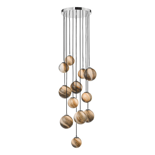 Dar Mikara 12 Light Cluster Pendant Planet Glass 2.5m – from Amos Lighting + Home