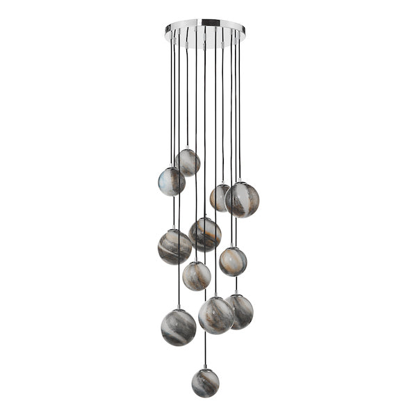 Dar Mikara 12 Light Cluster Pendant Planet Glass 2.5m – from Amos Lighting + Home