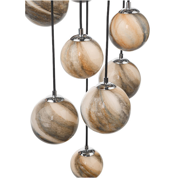 Dar Mikara 12 Light Cluster Pendant Planet Glass 2.5m – from Amos Lighting + Home