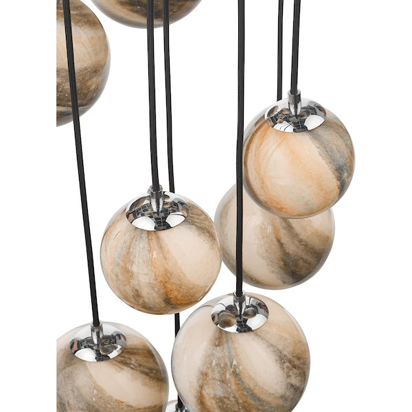 Dar Mikara 12 Light Cluster Pendant Planet Glass 2.5m – from Amos Lighting + Home