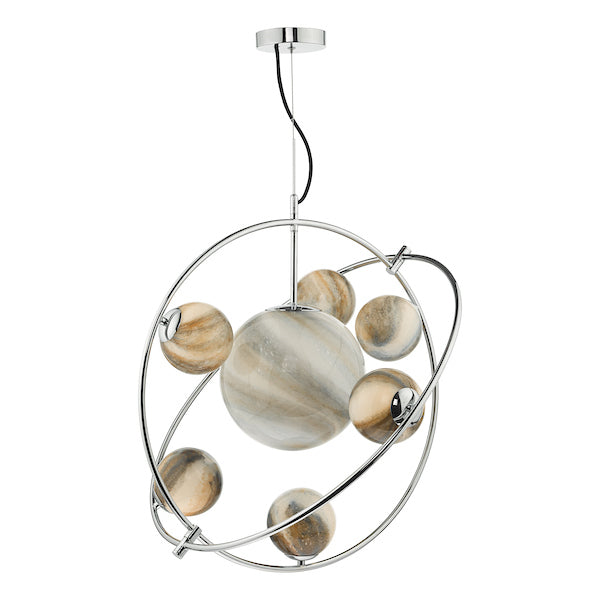 Dar Mikara 7 Light Pendant Chandelier Planet Glass – from Amos Lighting + Home
