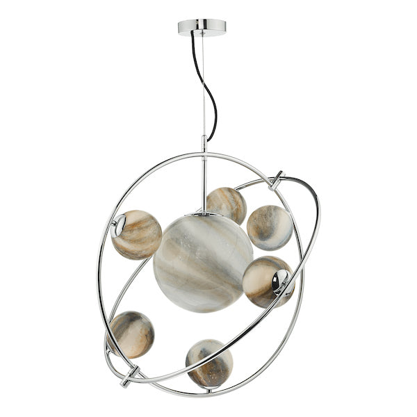 Dar Mikara 7 Light Pendant Chandelier Planet Glass – from Amos Lighting + Home
