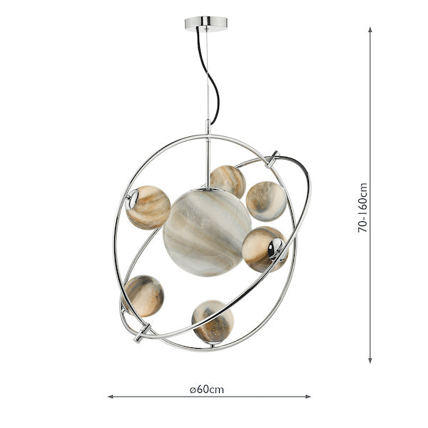 Dar Mikara 7 Light Pendant Chandelier Planet Glass – from Amos Lighting + Home