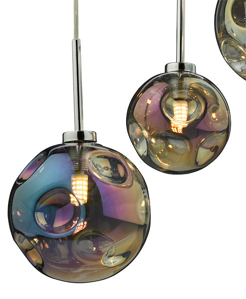 Dar Mira 6 Light Cluster Pendant with Iridised Glass – from Amos Lighting + Home