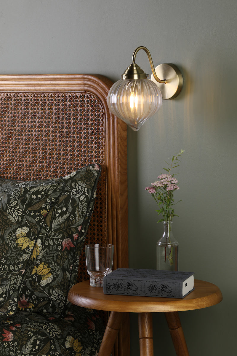 Dar Mya Wall Light Antique Brass and Glass – from Amos Lighting + Home