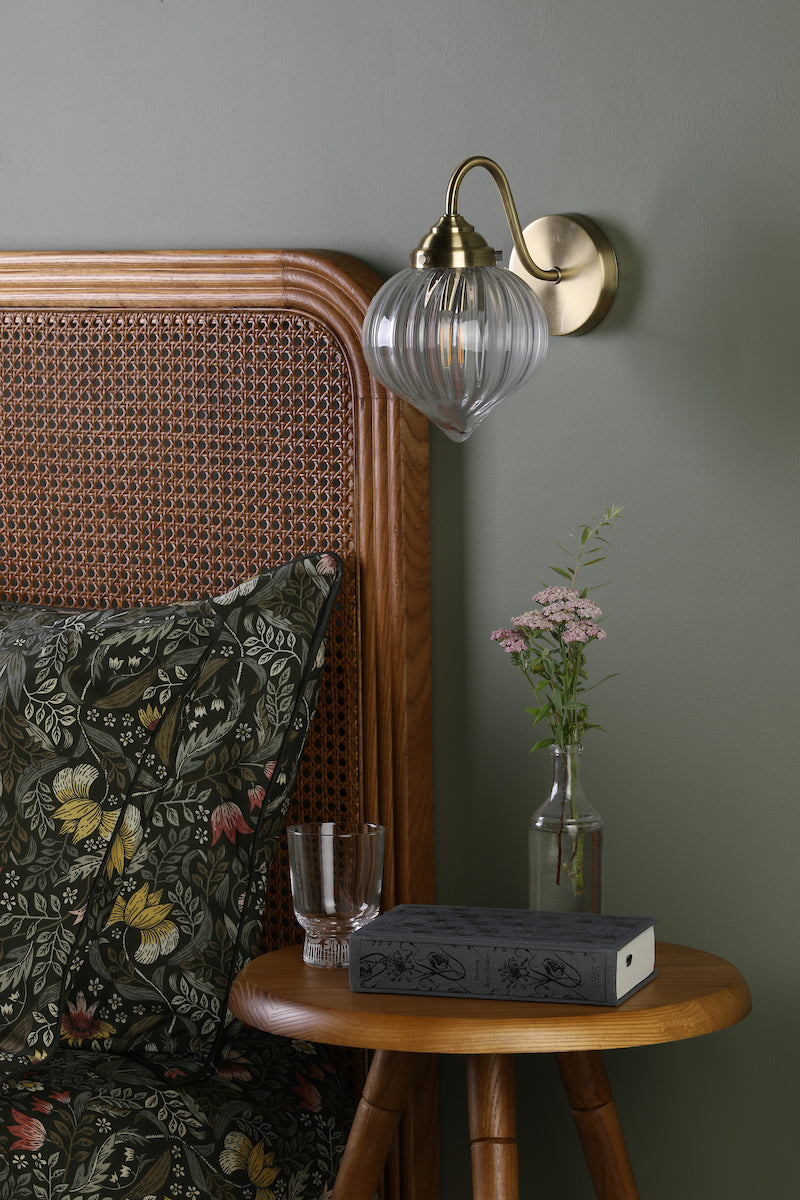 Dar Mya Wall Light Antique Brass and Glass – from Amos Lighting + Home