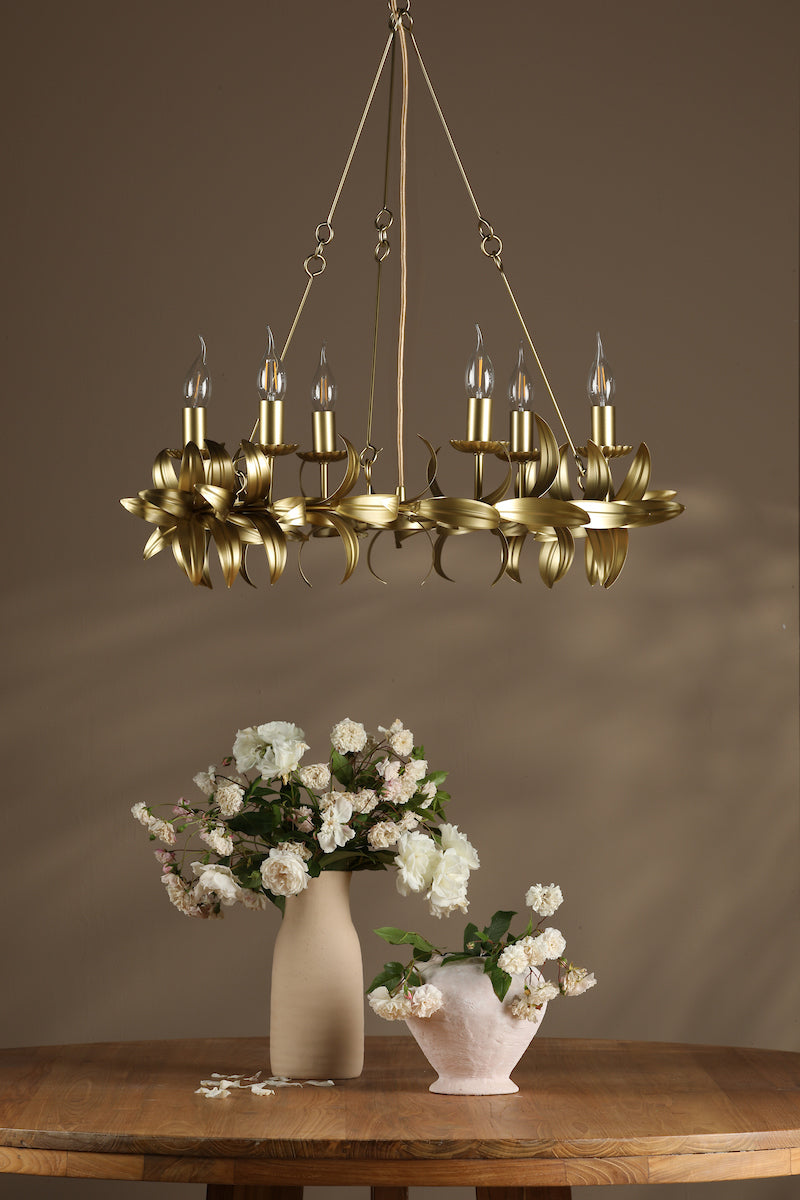 Dar Nadria 6 Light Pendant Satin Gold – from Amos Lighting + Home