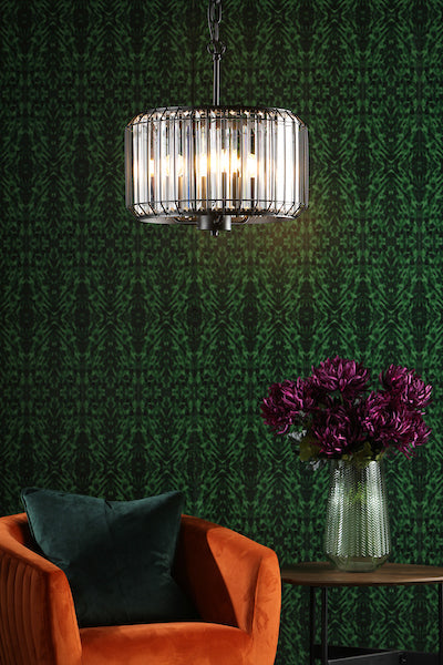 Dar Naeva 3 Light Pendant Matt Black and Crystal – from Amos Lighting + Home