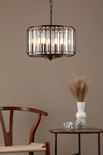Dar Naeva 3 Light Pendant Matt Black and Crystal – from Amos Lighting + Home