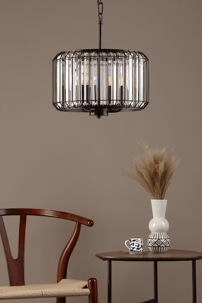 Dar Naeva 3 Light Pendant Matt Black and Crystal – from Amos Lighting + Home