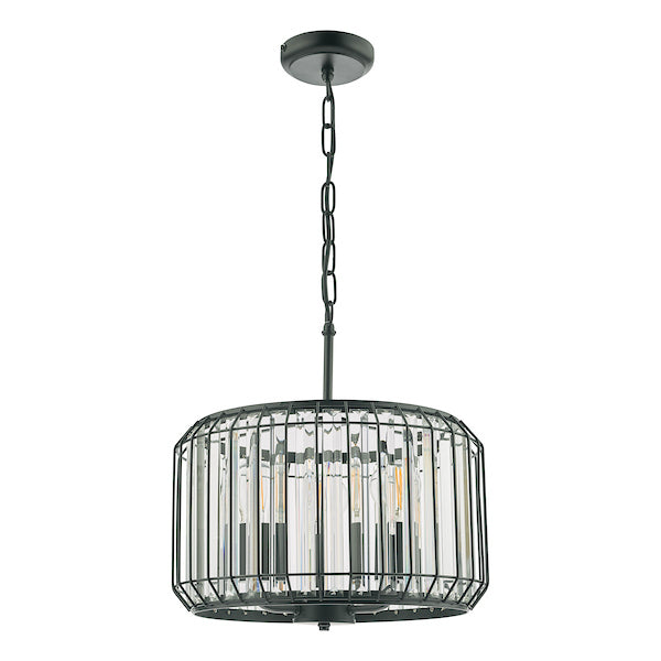 Dar Naeva 3 Light Pendant Matt Black and Crystal – from Amos Lighting + Home