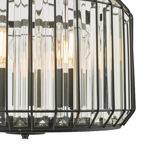 Dar Naeva 3 Light Pendant Matt Black and Crystal – from Amos Lighting + Home