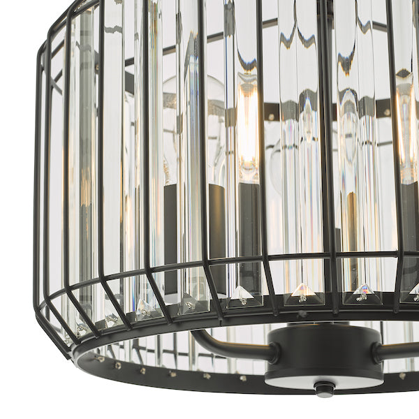 Dar Naeva 3 Light Pendant Matt Black and Crystal – from Amos Lighting + Home