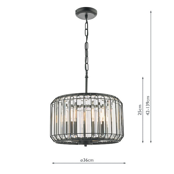 Dar Naeva 3 Light Pendant Matt Black and Crystal – from Amos Lighting + Home