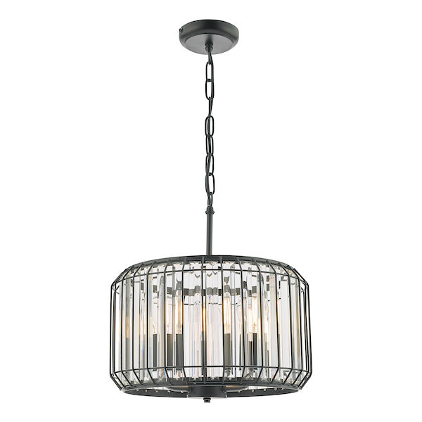 Dar Naeva 3 Light Pendant Matt Black and Crystal – from Amos Lighting + Home