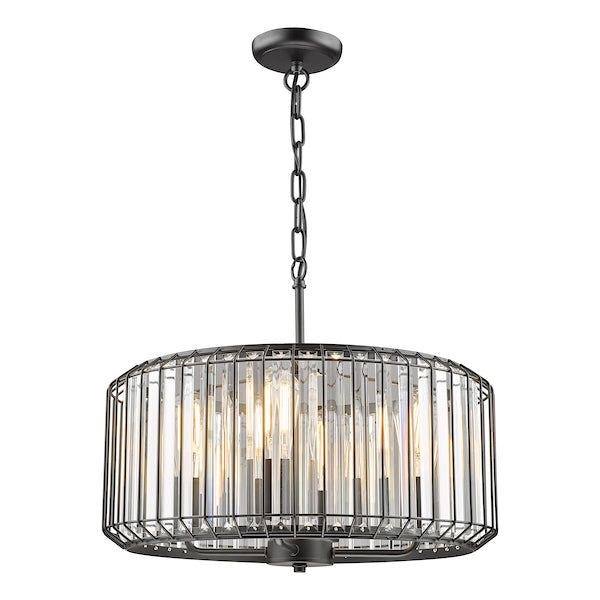 Dar Naeva 4 Light Pendant Matt Black and Crystal – from Amos Lighting + Home