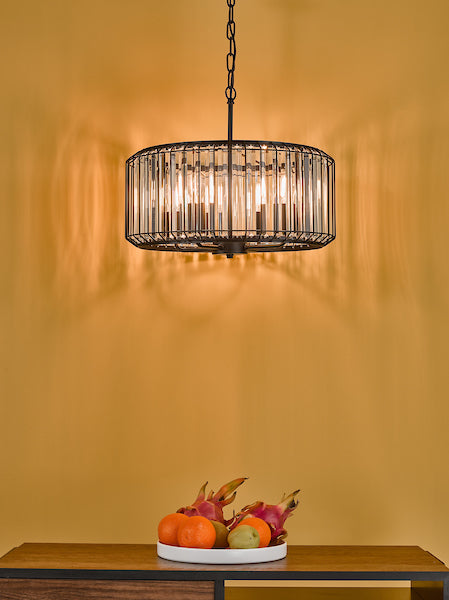 Dar Naeva 4 Light Pendant Matt Black and Crystal – from Amos Lighting + Home