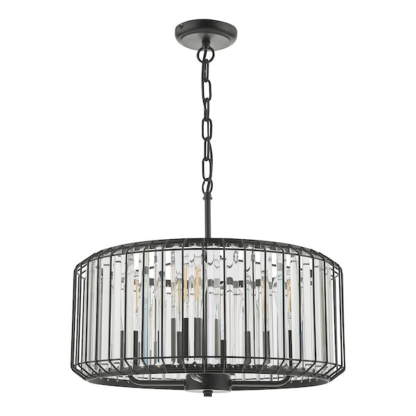 Dar Naeva 4 Light Pendant Matt Black and Crystal – from Amos Lighting + Home