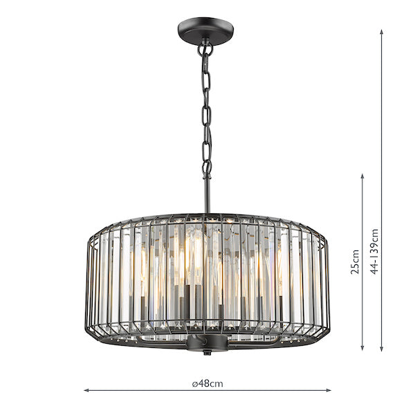 Dar Naeva 4 Light Pendant Matt Black and Crystal – from Amos Lighting + Home