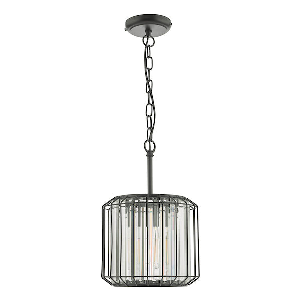 Dar Naeva Single Pendant Matt Black and Crystal – from Amos Lighting + Home