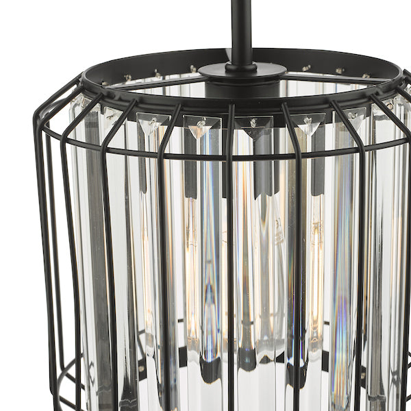 Dar Naeva Single Pendant Matt Black and Crystal – from Amos Lighting + Home