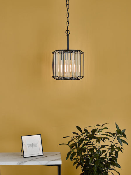 Dar Naeva Single Pendant Matt Black and Crystal – from Amos Lighting + Home