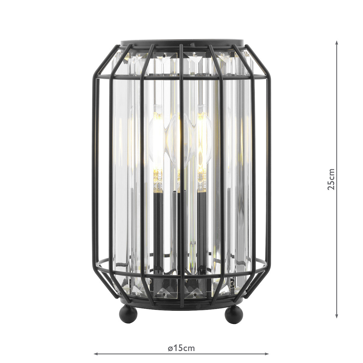 Dar Naeva Table Lamp Matt Black and Crystal – from Amos Lighting + Home