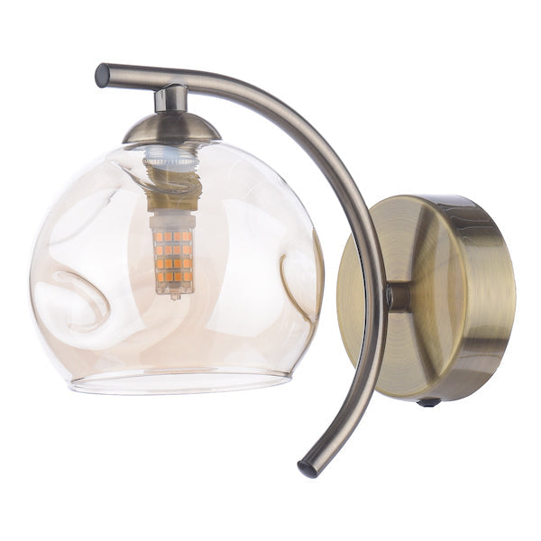 Dar Nakita Wall Light Antique Brass with Champagne Glass – from Amos Lighting + Home