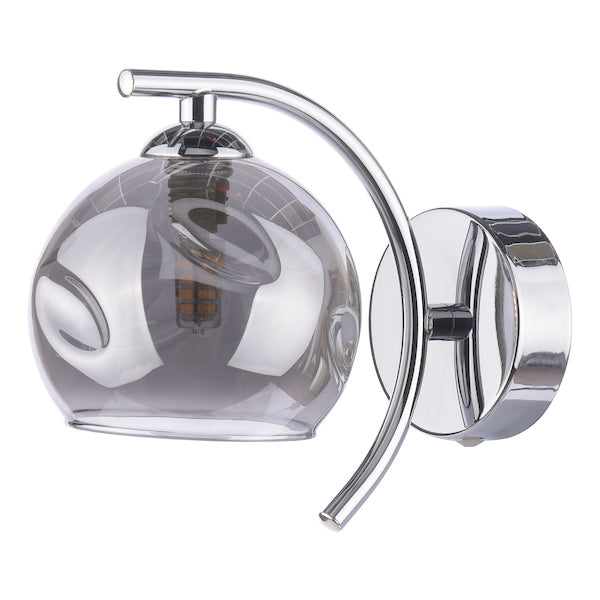 Dar Nakita Wall Light, Chrome with Smoked Glass – from Amos Lighting + Home