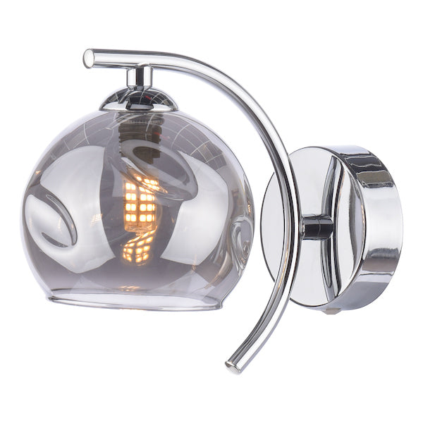 Dar Nakita Wall Light, Chrome with Smoked Glass – from Amos Lighting + Home