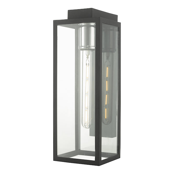 Dar Naxos Outdoor Wall Light Black Glass IP43 – from Amos Lighting + Home