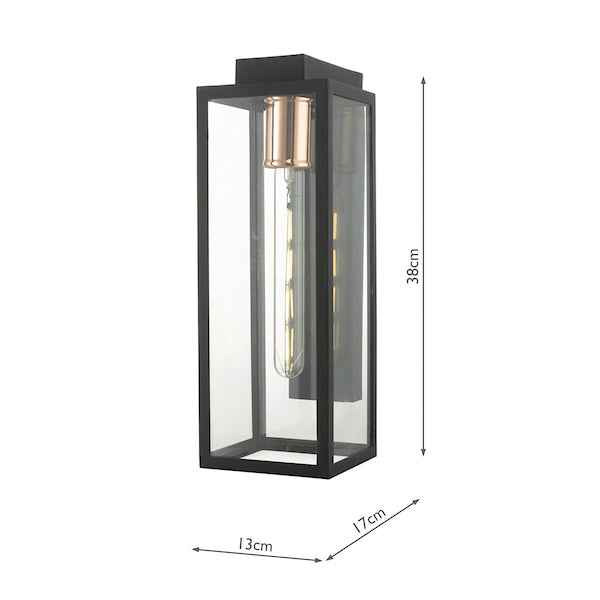 Dar Naxos Outdoor Wall Light Black Glass IP43 – from Amos Lighting + Home